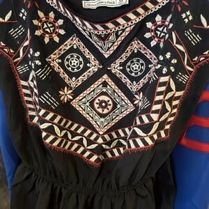 Abercrombie & Fitch Black Top with Red and White Embroidery